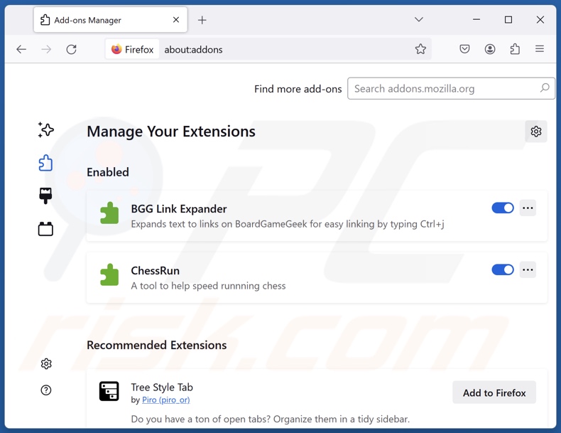 Remoção das extensões do Mozilla Firefox relacionadas com o quest-finder.com