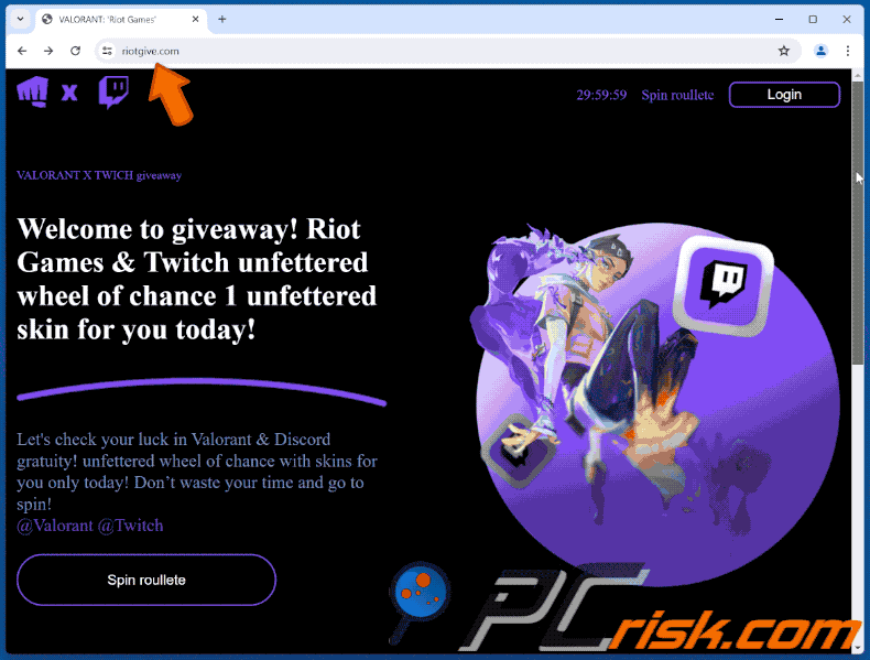 Aparência do golpe Riot Games &; Twitch Giveaway