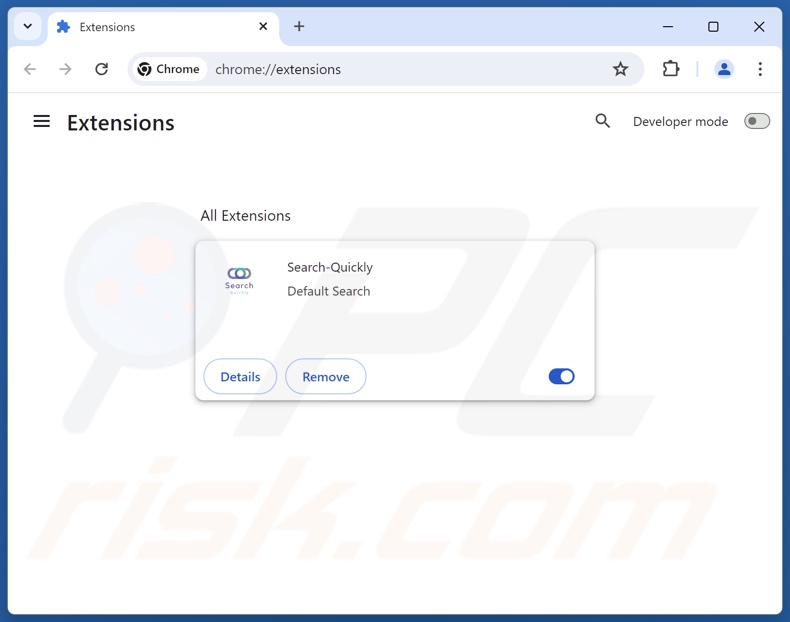 Remoção das extensões do Google Chrome relacionadas com o search-quickly.com