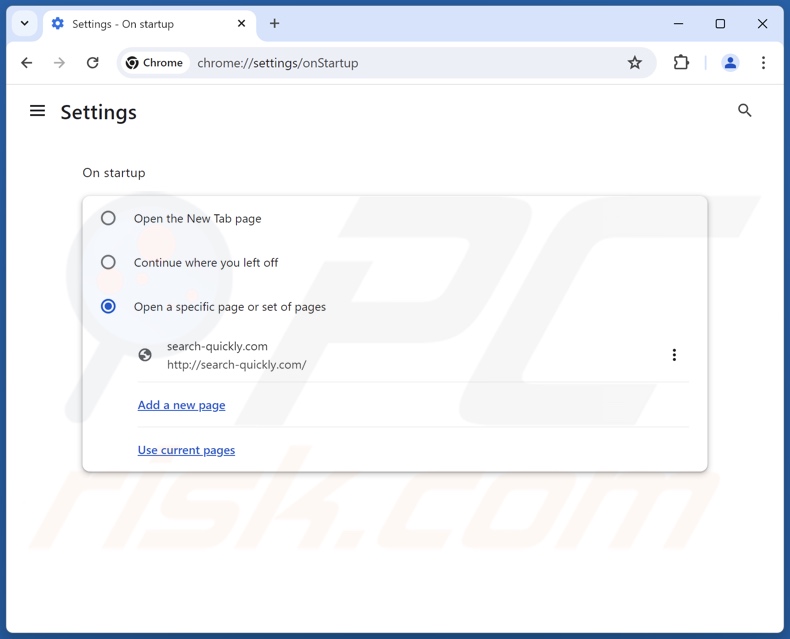 Remoção do search-quickly.com da página inicial do Google Chrome