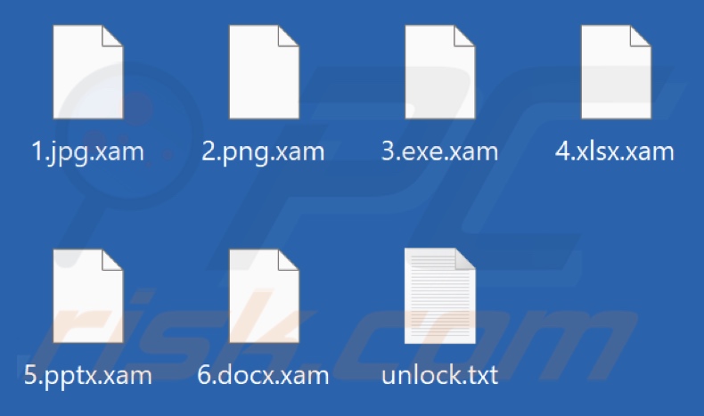 Ficheiros encriptados pelo ransomware Xam (extensão .xam)