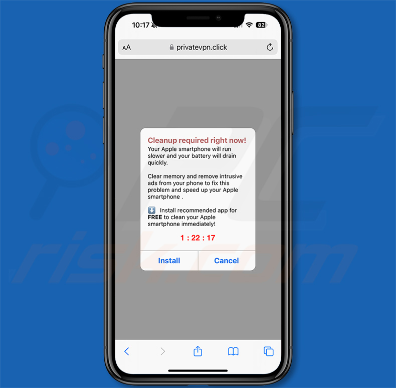 Limpeza necessária agora mesmo! Pop-Up Scam iPhone variante