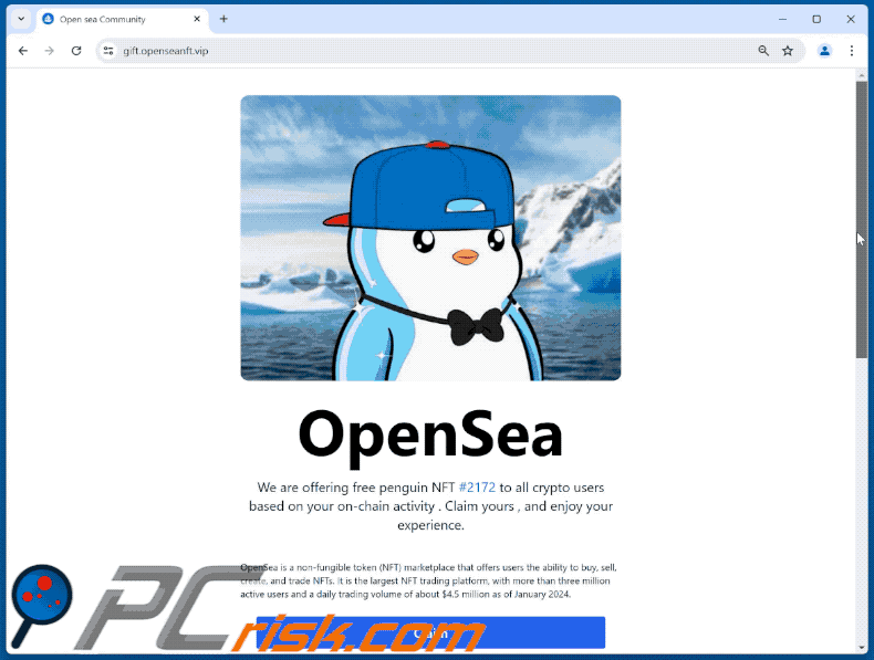 Aparência do esquema Free Penguin NFT (GIF)