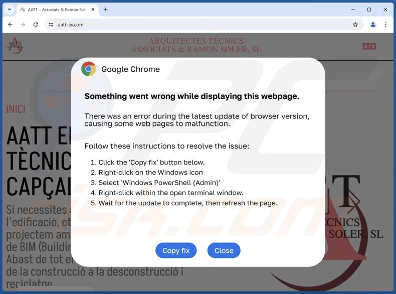 Something Went Wrong While Displaying This Webpage fraude