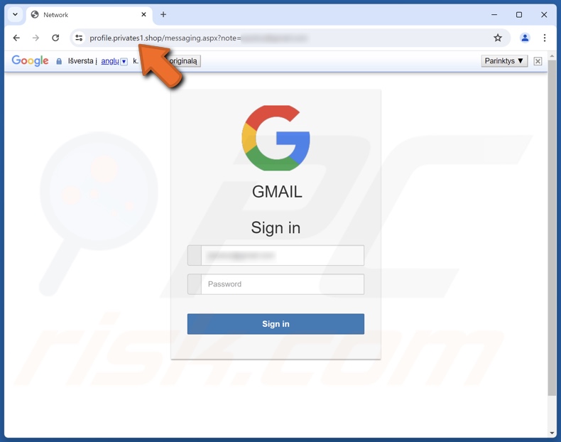A Team Member Shared An Item e-mail fraudulento promovido site de phishing