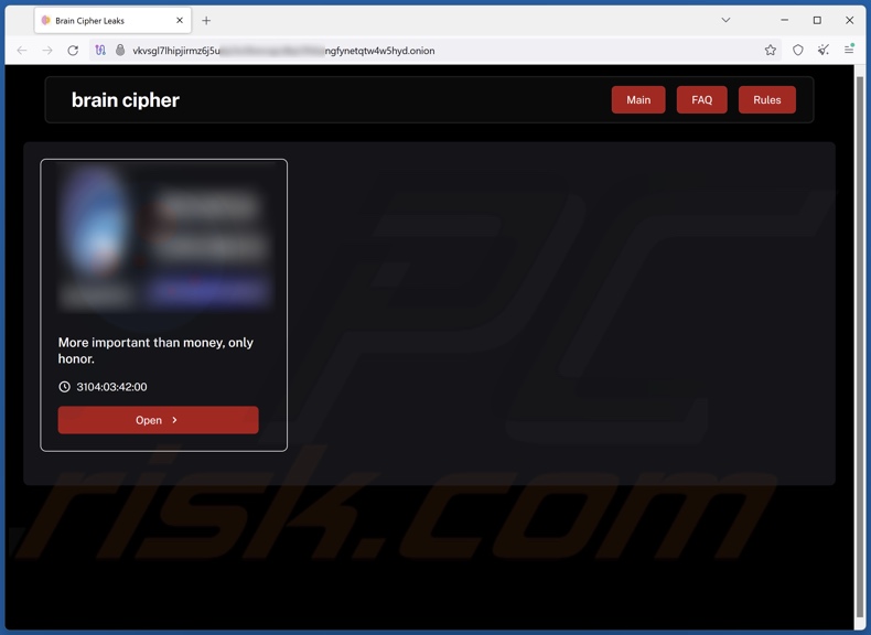 Brain Cipher ransomware sítio de fuga de dados