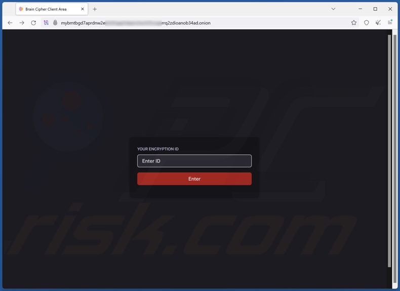 Brain Cipher sítio web de ransomware