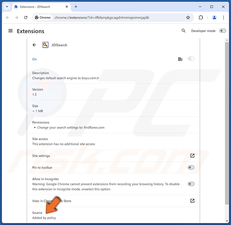 Detalhes do sequestrador de navegador JDISearch