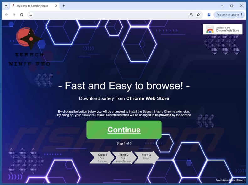 Website utilizado para promover o sequestrador de navegador Searchninjapro