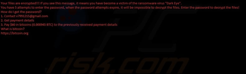 Dark Eye ransomware papel de parede