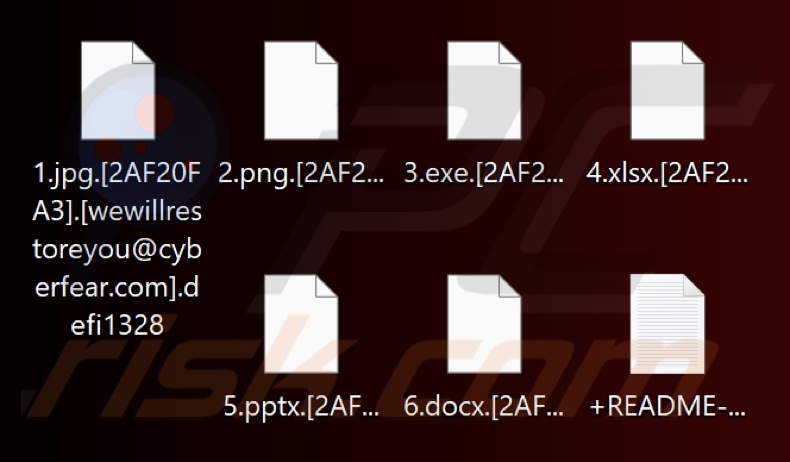 Ficheiros encriptados pelo ransomware Defi (extensão .defi1328)