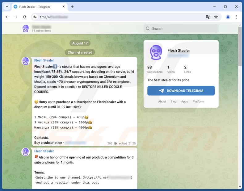 Flesh roubador promovido no Telegram