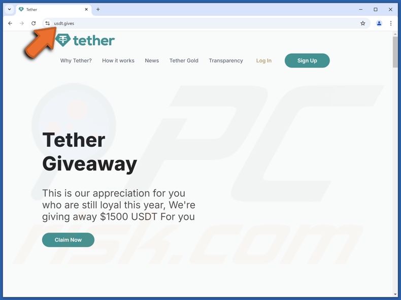Tether Giveaway fraude
