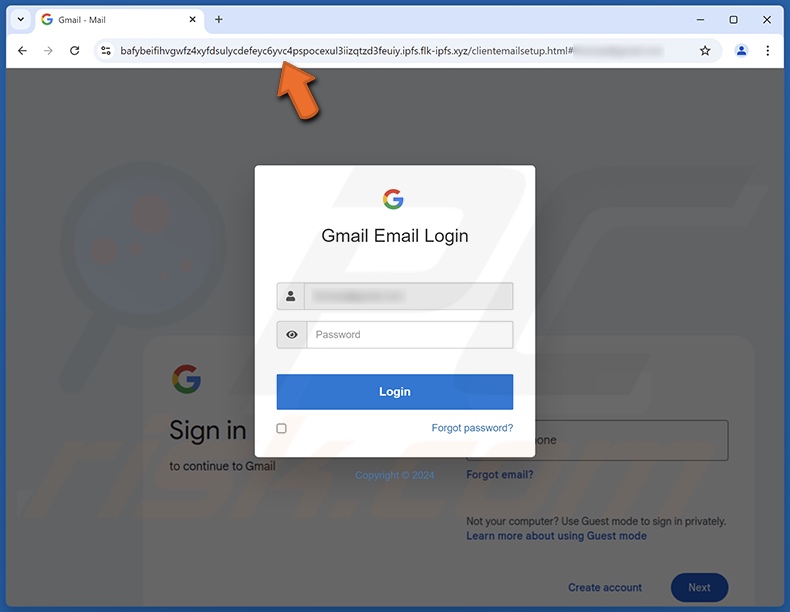 Full Storage Notification e-mail fraudulento promovido site de phishing