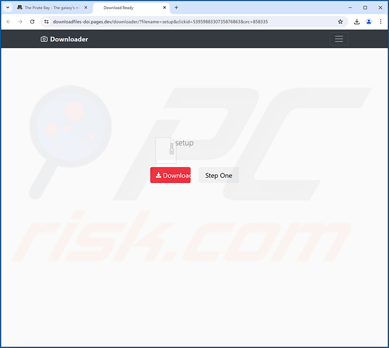 Website que promove o sequestrador de navegador My Tab
