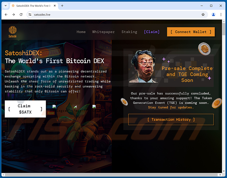 Claim SatoshiDEX (SATX) sítio web do escorredor - satozdes.live