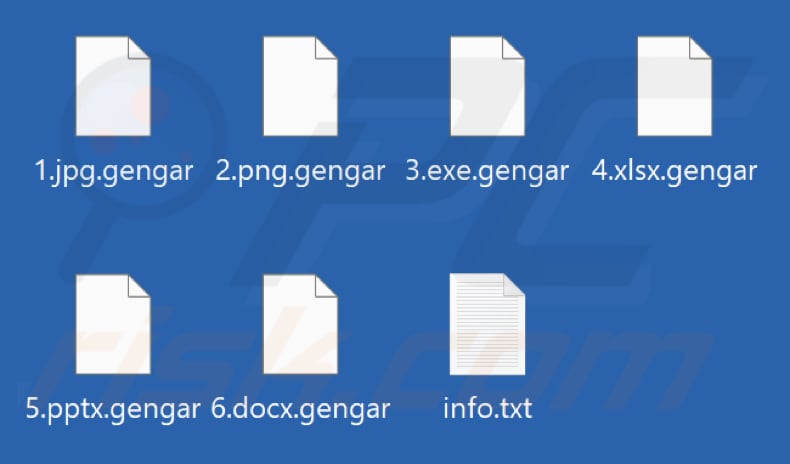 Ficheiros encriptados pelo ransomware Gengar (extensão .gengar)