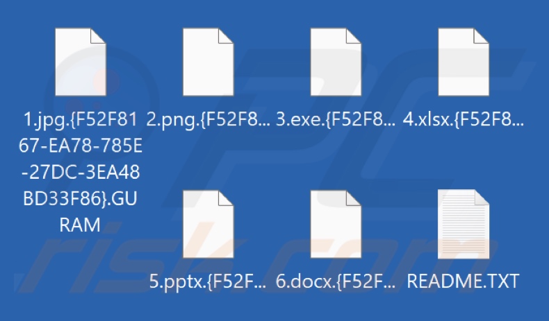 Ficheiros encriptados pelo ransomware GURAM (extensão .GURAM)