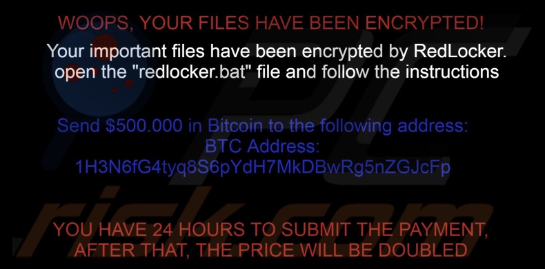 RedLocker ransomware papel de parede