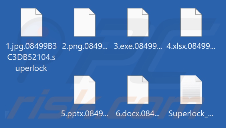 Ficheiros encriptados pelo ransomware SUPERLOCK (extensão .victim's_ID.superlock)