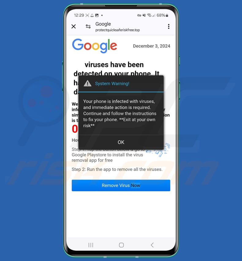 Viruses Have Been Detected On Your Phone fraude