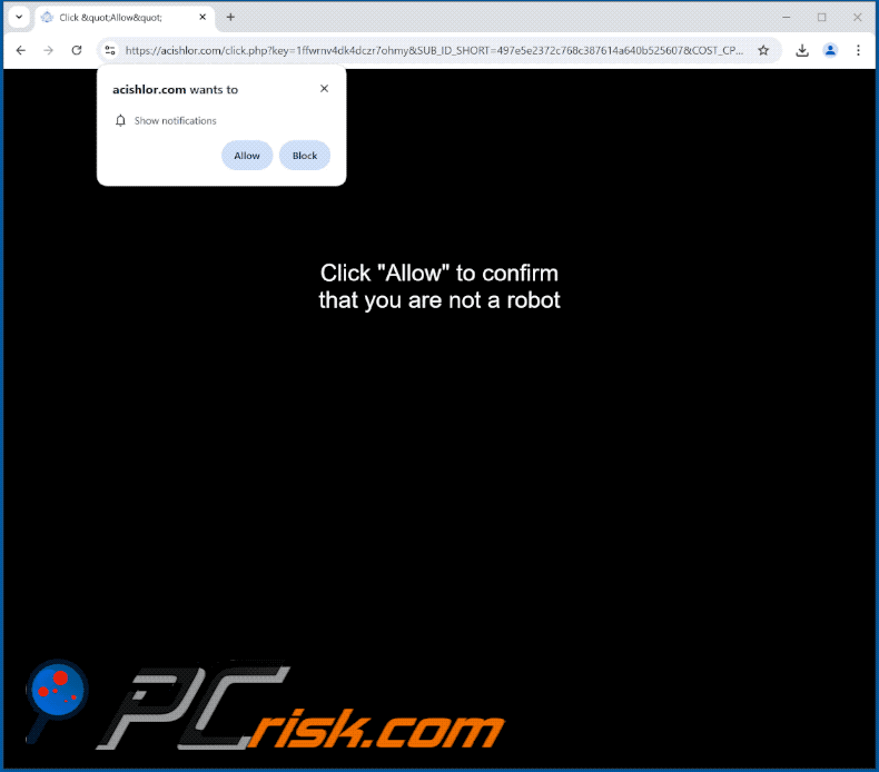 acishlor[.]com website aparência (GIF)