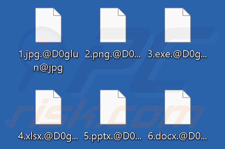 Ficheiros encriptados pelo ransomware D0glun (extensão .@D0glun@[original_extension])