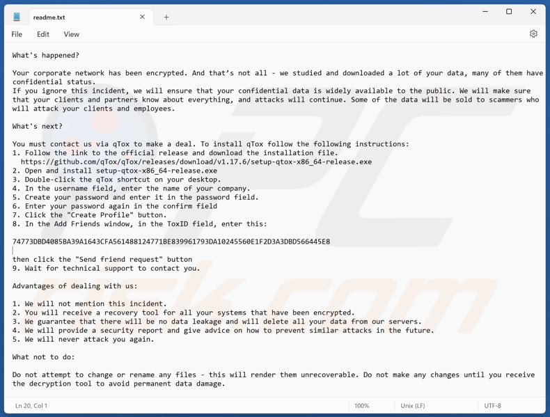 Nitrogen ransomware ficheiro de texto (readme.txt)