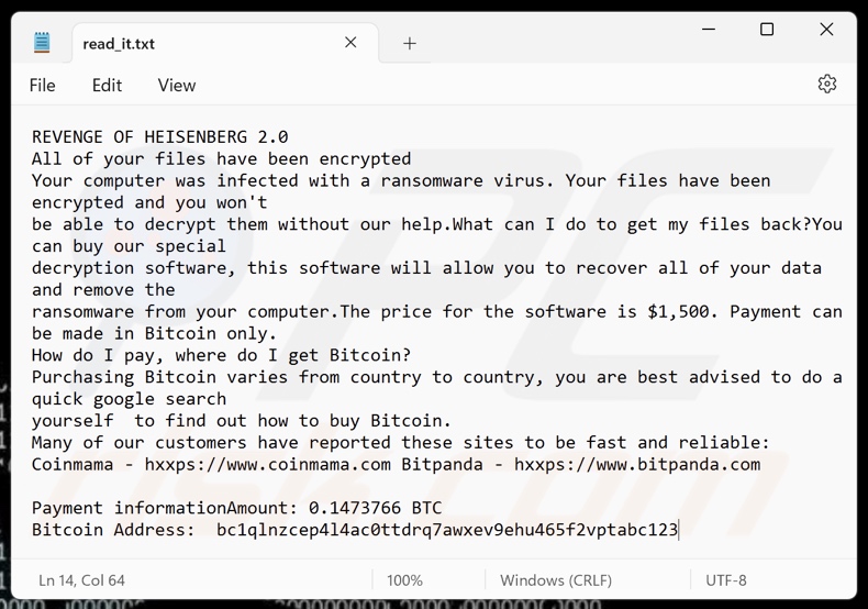 Revenge Of Heisenberg ransomware variante de nota de resgate 2 (read_it.txt)