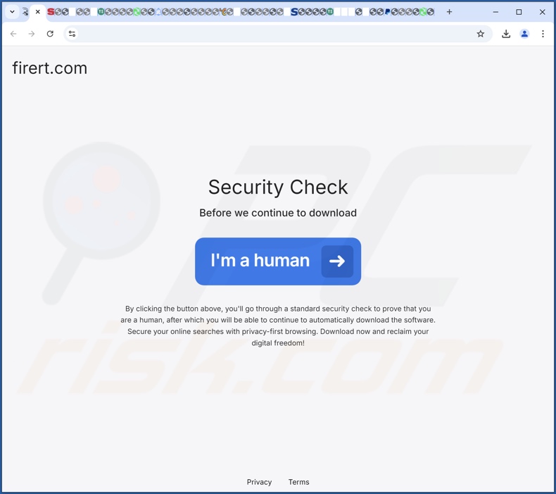 Sítio Web enganador utilizado para promover SecuriGuard PUA passo 1