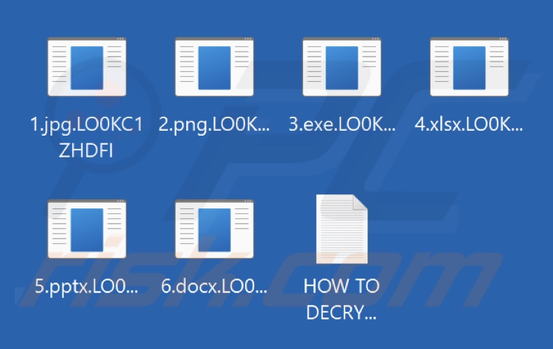 Ficheiros encriptados pelo ransomware Anonymous (Xorist) (extensão .LO0KC1ZHDFI)