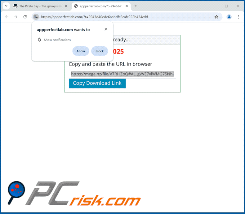 appperfectlab[.]com aparência do sítio web (GIF)