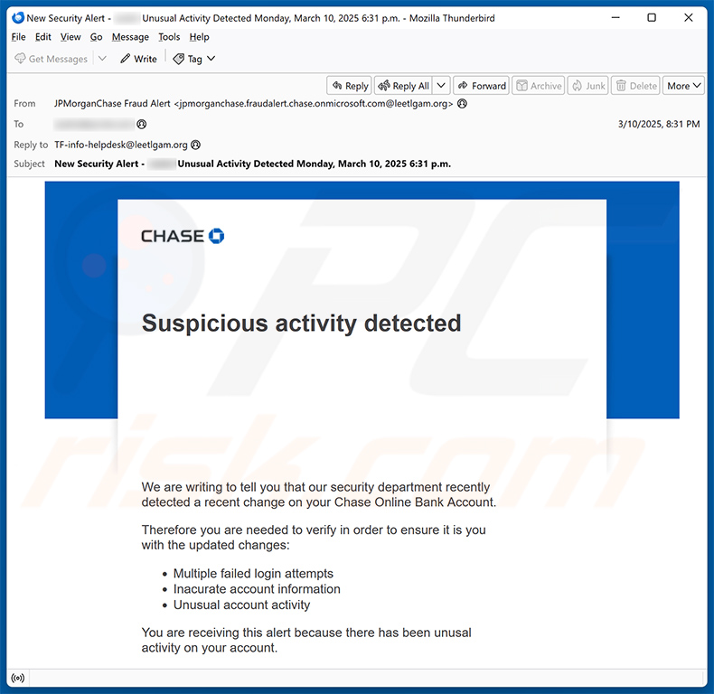 Chase - Suspicious Activity Email Golpe (2025-03-12)
