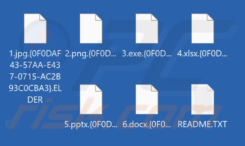 Ficheiros encriptados pelo ransomware ELDER (Beast) (extensão .{cadeia_aleatória}.ELDER)