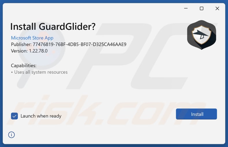 GuardGlider configuração da instalação de aplicações potencialmente indesejadas