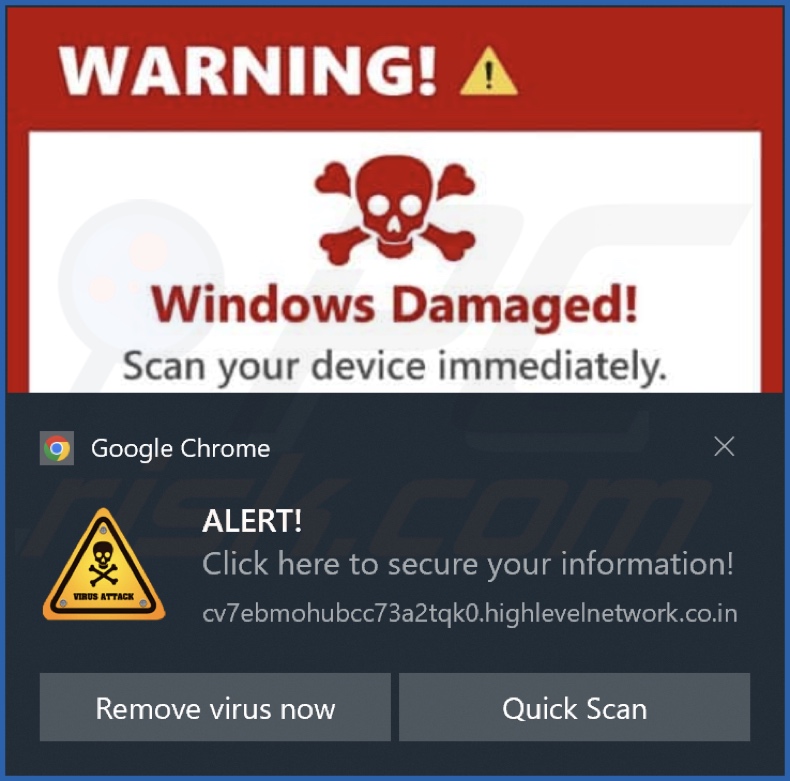 Anúncio apresentado pela página web highlevelnetwork.co[.]in