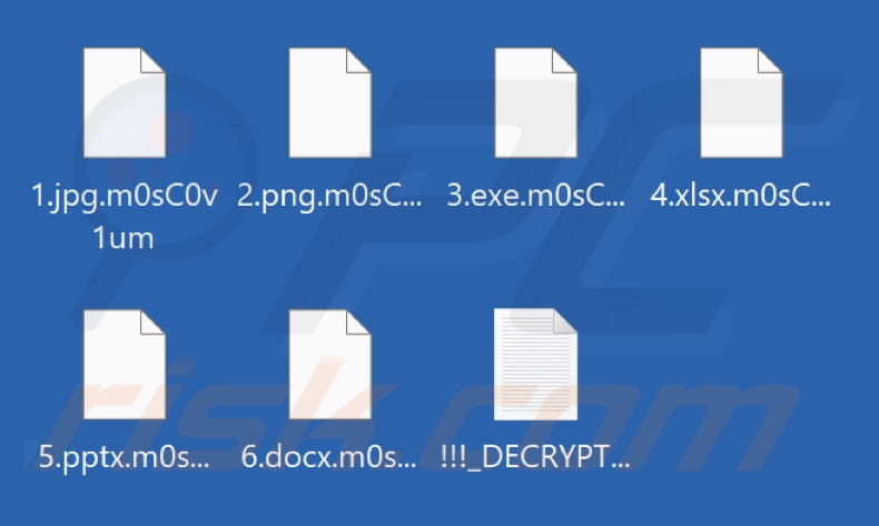 Ficheiros encriptados pelo Moscovium ransomware (extensão .m0sC0v1um)