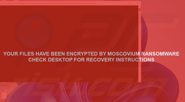 Moscovium ransomware mensagem em ecrã inteiro