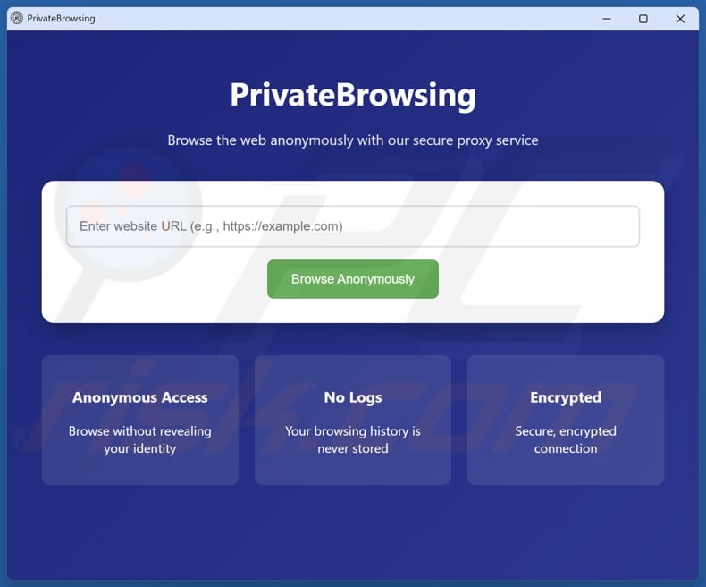PrivateBrowsing aplicação indesejada