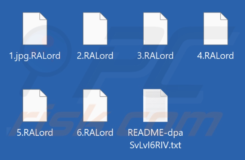 Ficheiros encriptados por RALord ransomware (extensão .RALord)