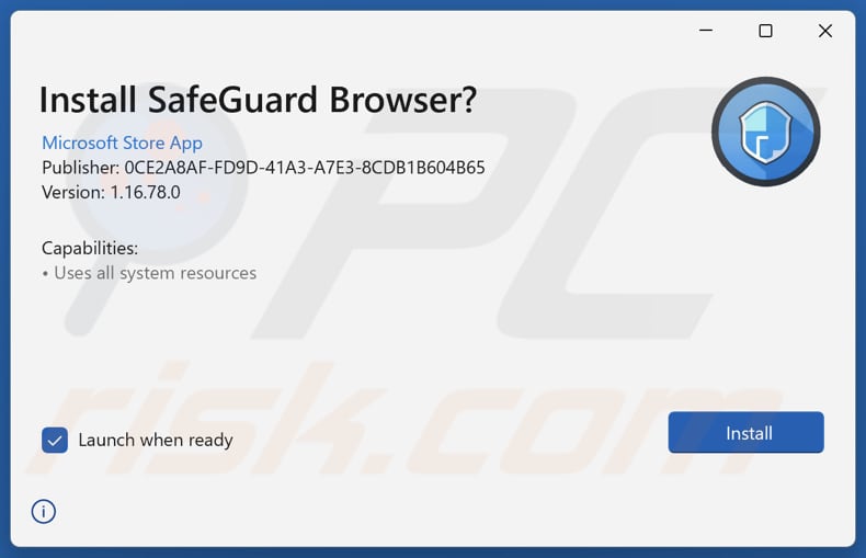 SafeGuard Browser Configuração da instalação de aplicações potencialmente indesejadas
