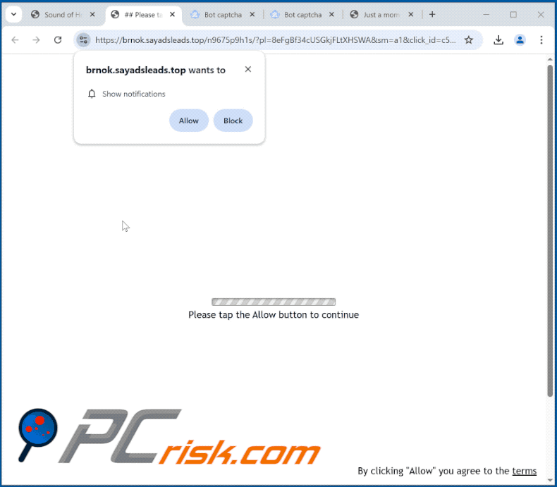 sayadsleads[.]top aparência do sítio web (GIF)