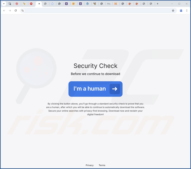 Sítio Web utilizado para promover o StealthBrowse PUA