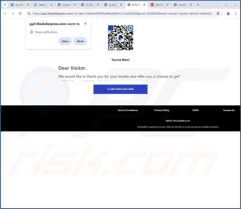 thedollarpress[.]com pop-up redireccionamentos