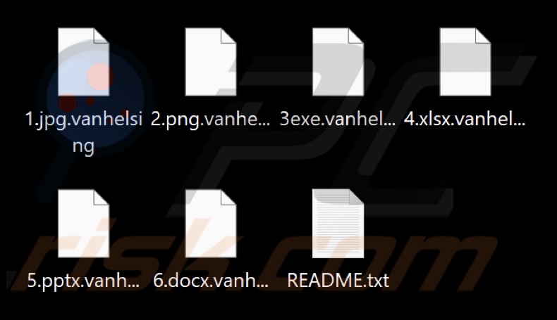 Ficheiros encriptados por VanHelsing ransomware (extensão .vanhelsing)
