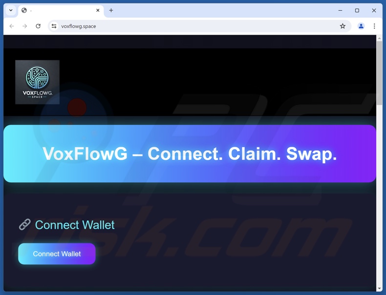 VoxFlowG USDT Airdrop correio eletrónico de spam promovido site de burla