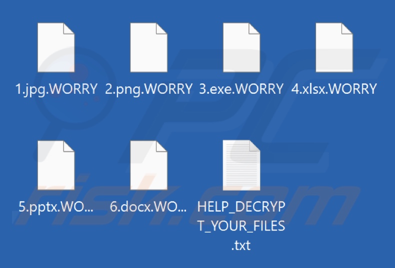 Ficheiros encriptados por Worry (WhatsWrongScared) ransomware (extensão .WORRY)