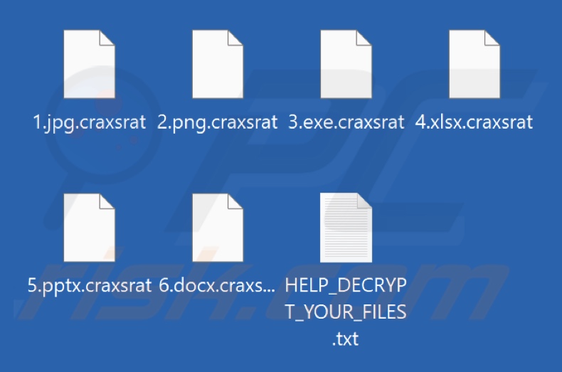 Ficheiros encriptados pelo ransomware Craxsrat (extensão .craxsrat)