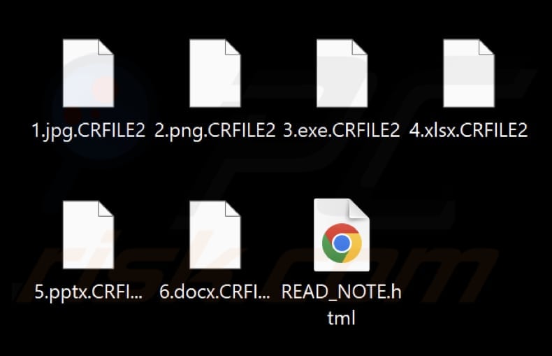 Ficheiros encriptados pelo ransomware CRFILE (extensão .CRFILE2)