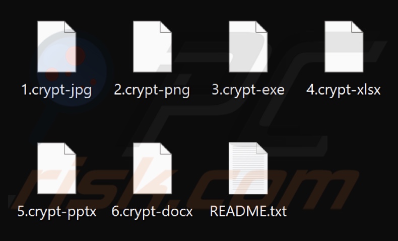 Ficheiros encriptados pelo ransomware FMLN (extensão .crypt-[original_extension])